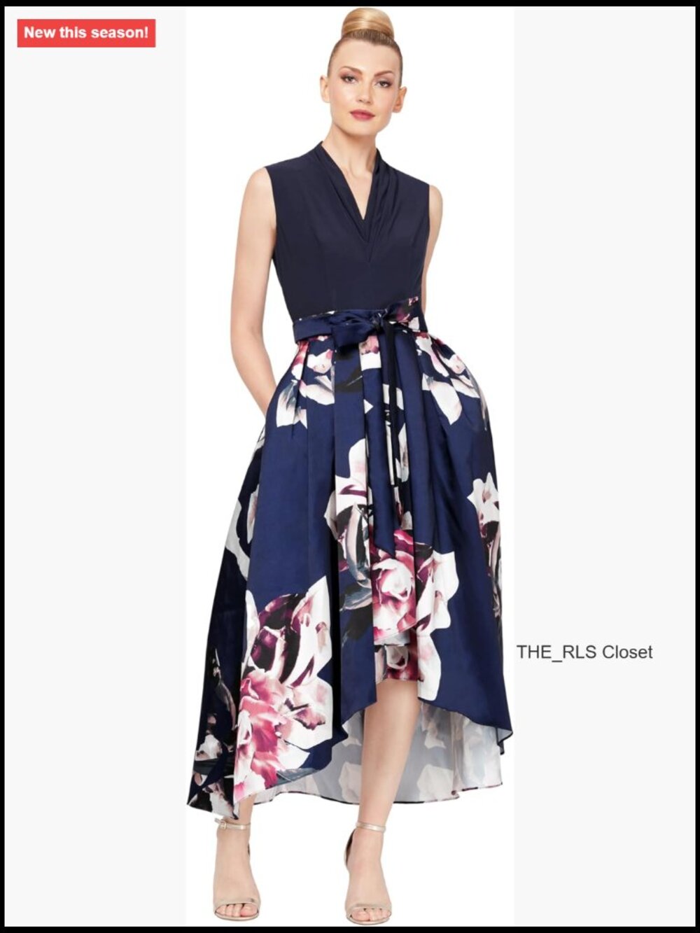 Floral High-Low Gown With Pockets And Stretch Bodice